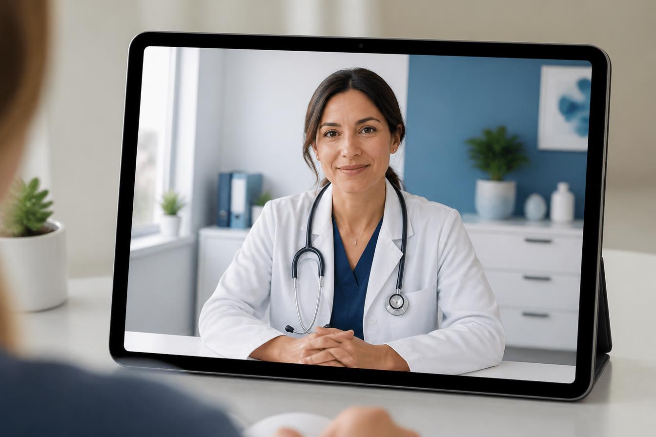 Licensed California physician conducting a secure virtual telehealth consultation for a medical window tint exemption